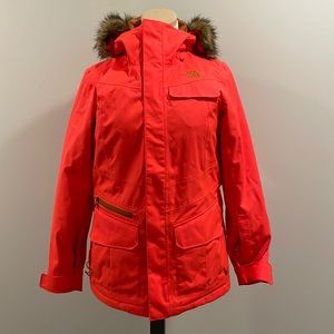 The North Face neon coral ski jacket